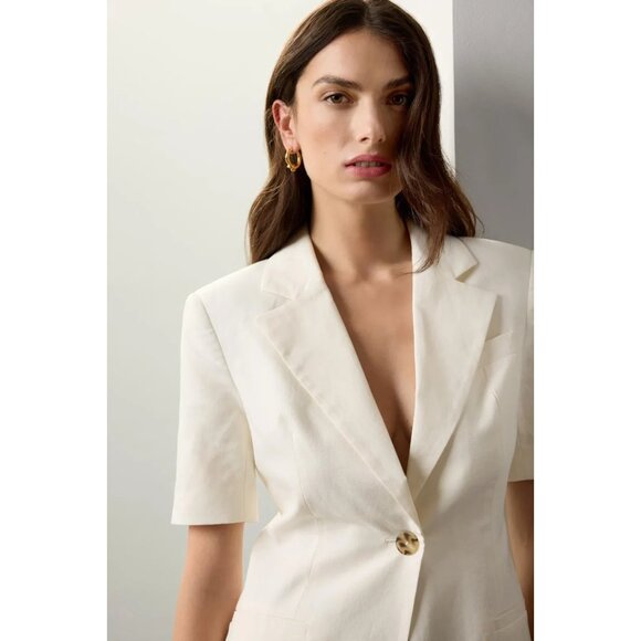 Eudon Choi Linen Short Sleeve White Blazer – Women’s Size 8 - Picture 3 of 16